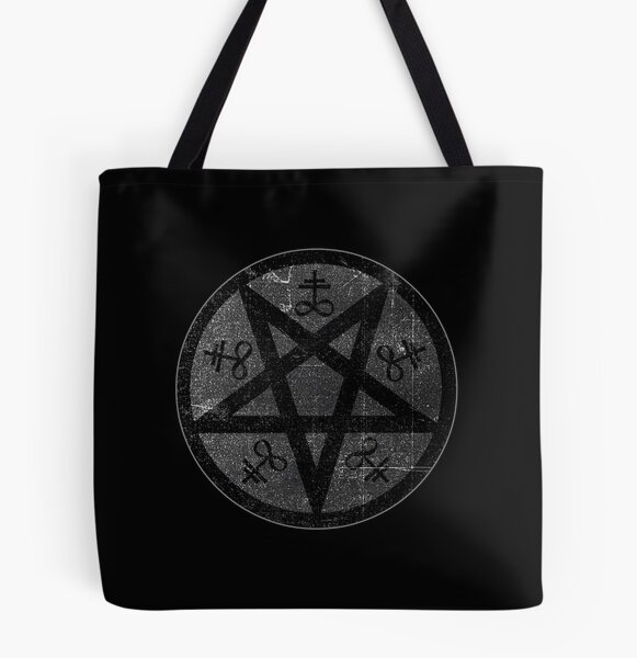 Pentagram Dark Gothic Tote Bag, Punk Style Star Shaped Shoulder