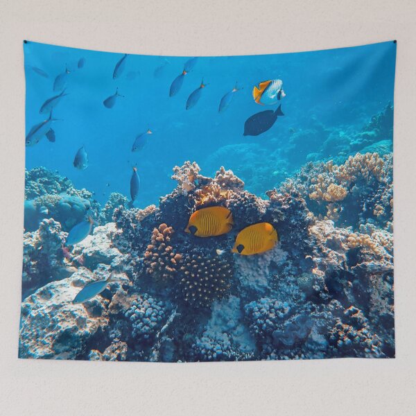 Item preview, Bluecheek Butterfly Fish Hiding in Coral Reefs designed and sold by Luxxe87.