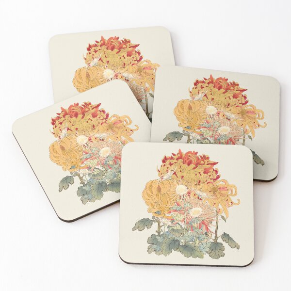 Item preview, Gorgeous Bright Yellow Vintage Japanese Hasegawa Chrysanthemum Flowers Illustration,  Cream Background designed and sold by TrulyEpoque.