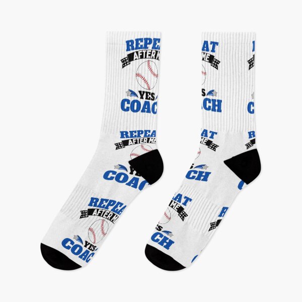 Artikelvorschau, Wiederholen Sie After Me Yes Coach Baseball – Blau Schwarz – Funny Sports entworfen und verkauft von GymWearDepot.