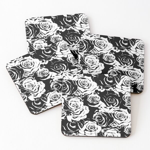 Item preview, Black and White grunge roses pattern, vintage style designed and sold by patterncrow.