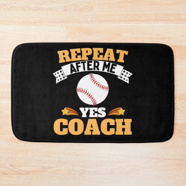 Artikelvorschau, Wiederholen Sie After Me Yes Coach Baseball – Gelb Weiß – Funny Sports entworfen und verkauft von GymWearDepot.
