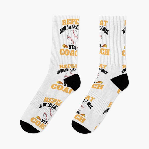 Artikelvorschau, Wiederholen Sie After Me Yes Coach Baseball – Gelb Schwarz – Funny Sports entworfen und verkauft von GymWearDepot.