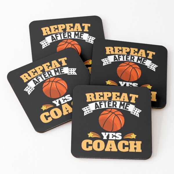Item preview, Repeat After Me Yes Coach Basketball - Yellow White - Funny Sports designed and sold by GymWearDepot.