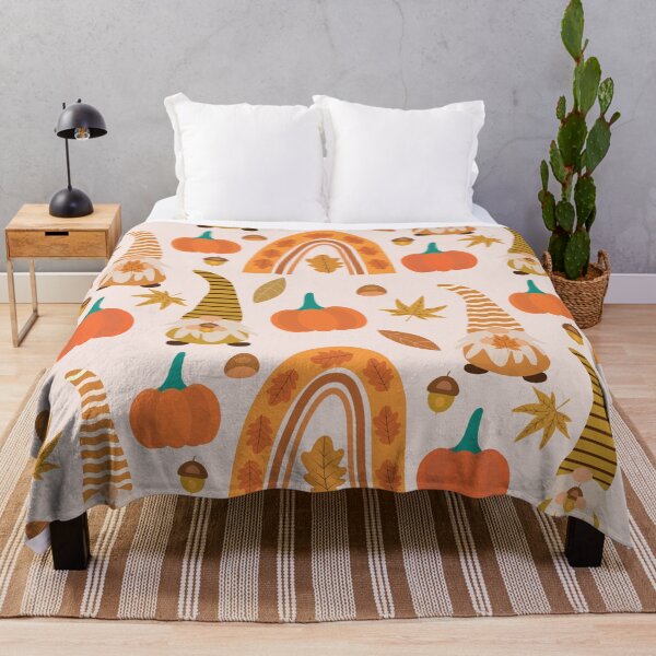 Item preview, Fall Gnomes with boho rainbow, pumpkins and autumn leaves pattern designed and sold by Yasminepatterns .