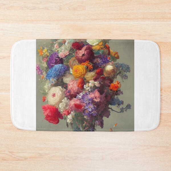 Item preview, Lushly colored and intricately detailed flower bouquet in a simple vase designed and sold by Bookwyrm-Bazaar.