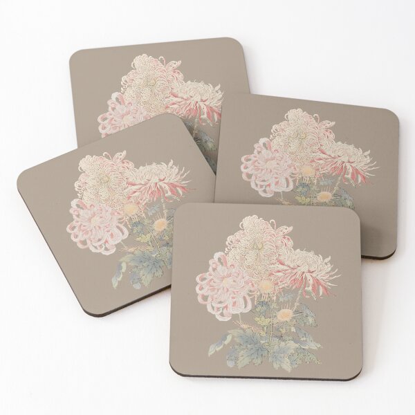 Item preview, Lovely Vintage Japanese Hasegawa Chrysanthemum Flowers Illustration, Taupe Background designed and sold by TrulyEpoque.