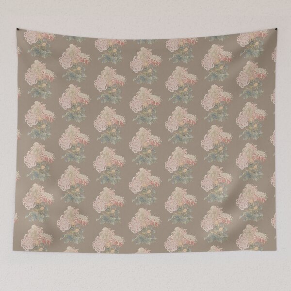 Item preview, Lovely Vintage Japanese Hasegawa Chrysanthemum Flowers Illustration, Taupe Background designed and sold by TrulyEpoque.