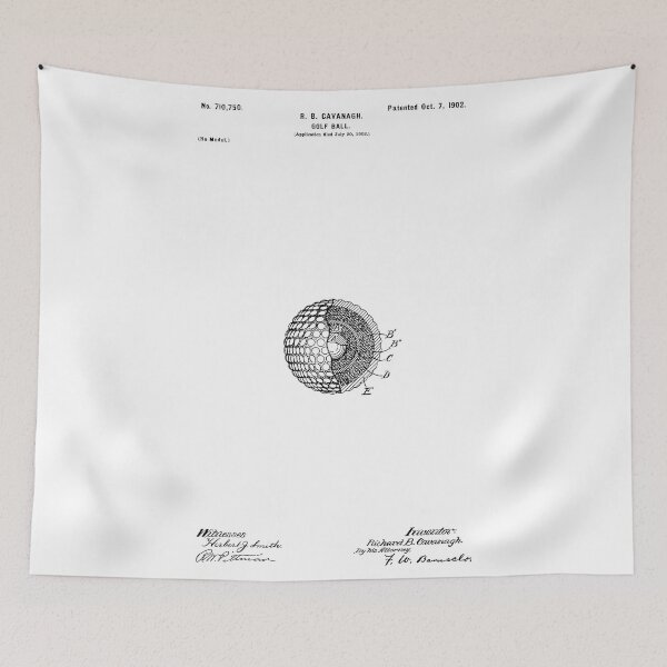 Item preview, Golf Ball Patent - R. B. Cavanagh - October 7, 1902 - Black Version designed and sold by Aliasandco.