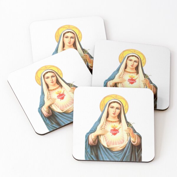 Item preview, Mother Mary Sacred Heart Of Mary Holding Flower designed and sold by Rowena Jones.