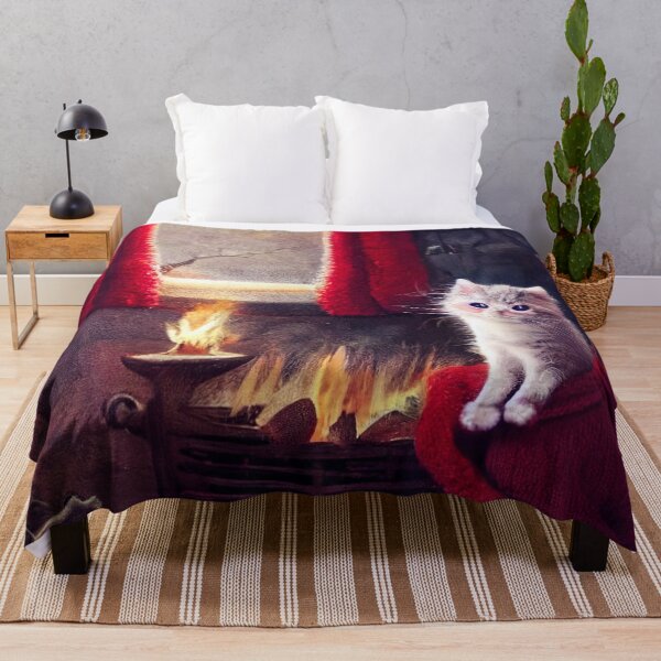 Item preview, Cute Kitten in blanket Beside The Fire In The Winter Season designed and sold by Pet Shelter.