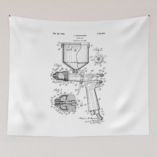 Item preview, Paint Gun Patent - T. Birkenmaier - October 18, 1924 - Black Version designed and sold by Aliasandco.
