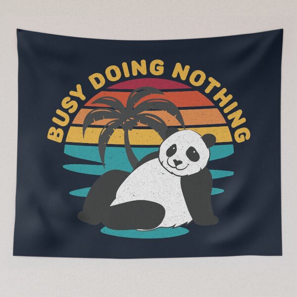 Item preview, Busy Doing Nothing Panda (retro sunset) designed and sold by Numero14.