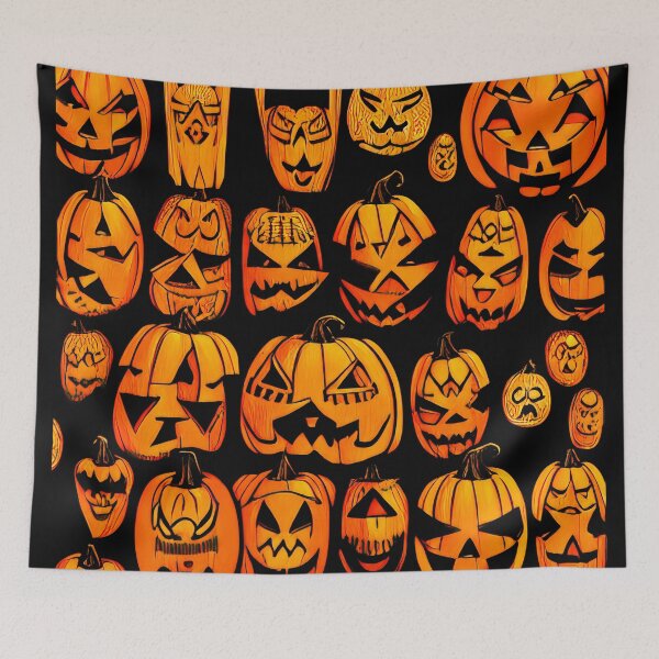 Item preview, Scary Halloween pumpkins designed and sold by RebelPurpleGirl.
