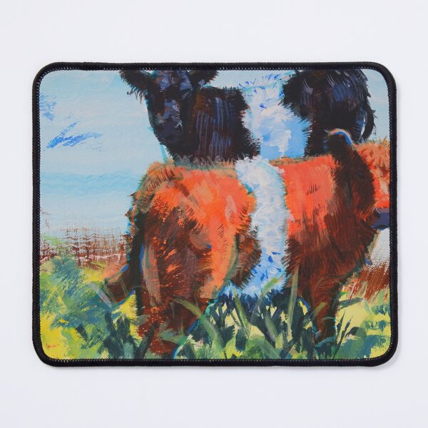 Item preview, Belted Galloway Bull Calves Calf Painting - Orange brown and black beltie cattle designed and sold by MikeJory.