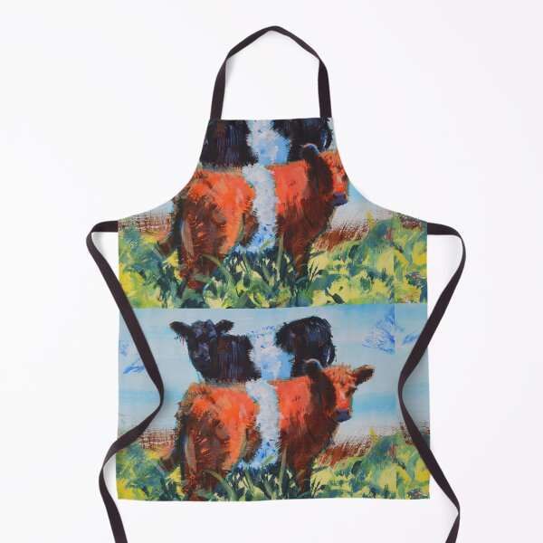 Item preview, Belted Galloway Bull Calves Calf Painting - Orange brown and black beltie cattle designed and sold by MikeJory.