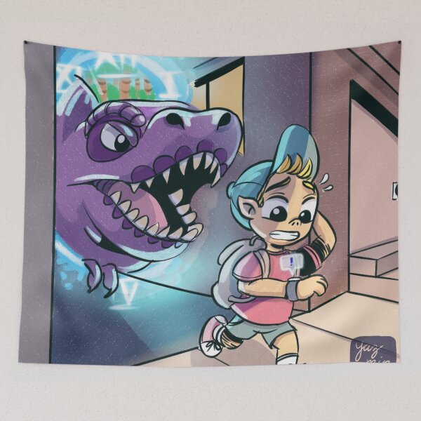 Item preview, Time Traveler Being Chased By A Dinosaur designed and sold by YazminCityArts.