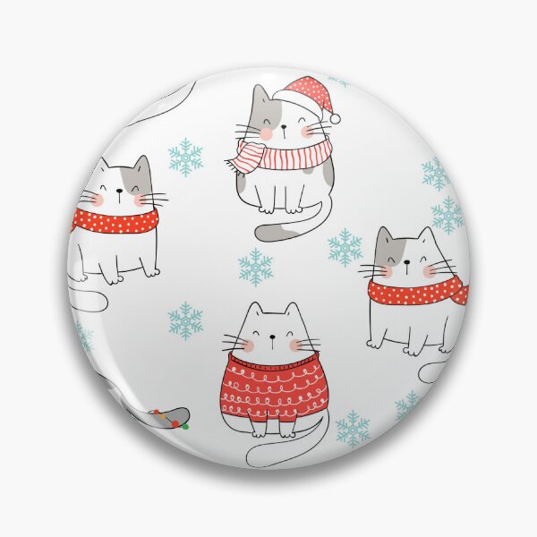 Artikelvorschau, Meowy Catmas-Strumpf mit Weihnachtsmannmützen für ein meowy Feiertagsmuster entworfen und verkauft von Yuridika.