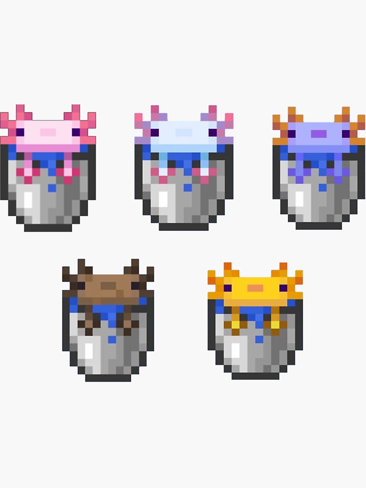 " axolotls in buckets pattern minecraft" Sticker for Sale by