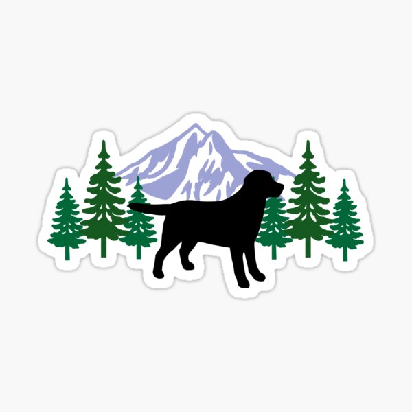 Black Labrador Silhouette Evergreen Sticker