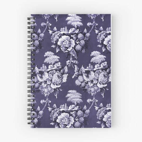 Item preview, Toile de jouy floral tapestry textile design in blue designed and sold by LeAllureVintage.