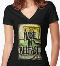 Made in Belfast oil pastel Women's Fitted V-Neck T-Shirt