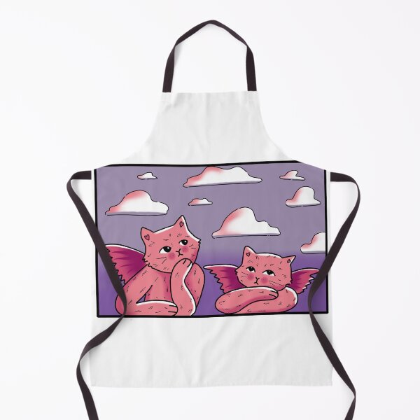 Aperçu de l'œuvre two cherubs pink kitties against the lilac purple sky cute gift créée et vendue par AnanasArt.