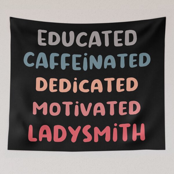 Item preview, Educated caffeinated dedicated motivated lady metalsmith funny ladysmith quote humor blue shades jeweler gift designed and sold by MetalicBabe.