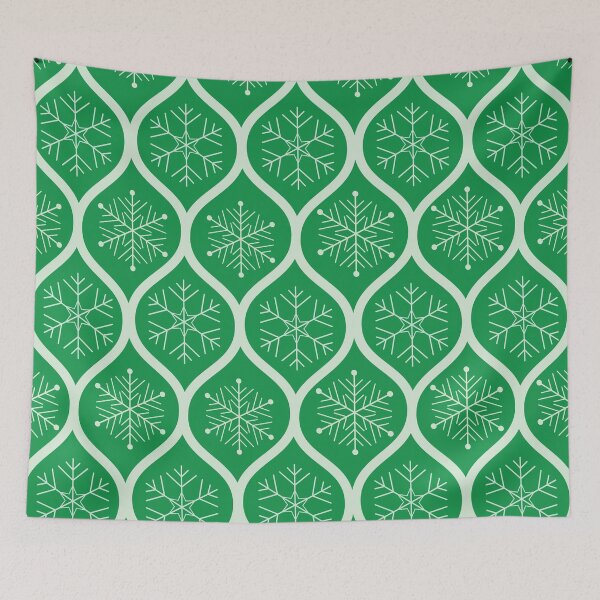Item preview, Christmas Snowflakes on Green Ogee Pattern  designed and sold by Yasminepatterns .