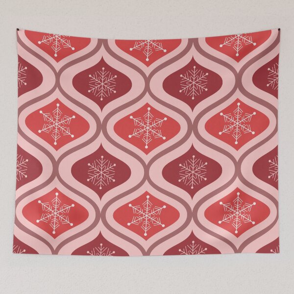 Item preview,  Christmas Snowflakes on Red and Burgundy Ogee Pattern  designed and sold by Yasminepatterns .