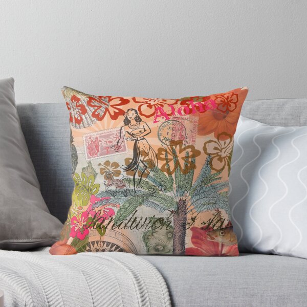 Item preview, Vintage Colorful Hawaii Tropical Flower Hula Collage designed and sold by antiqueart.