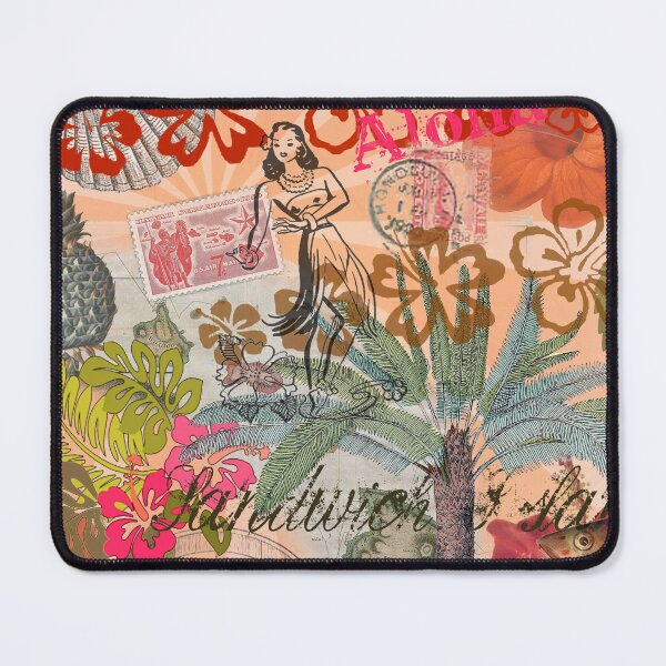 Item preview, Vintage Colorful Hawaii Tropical Flower Hula Collage designed and sold by antiqueart.