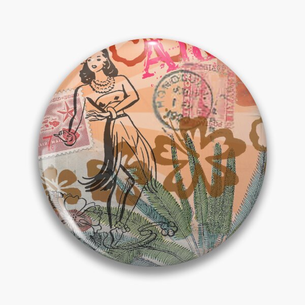 Item preview, Vintage Colorful Hawaii Tropical Flower Hula Collage designed and sold by antiqueart.