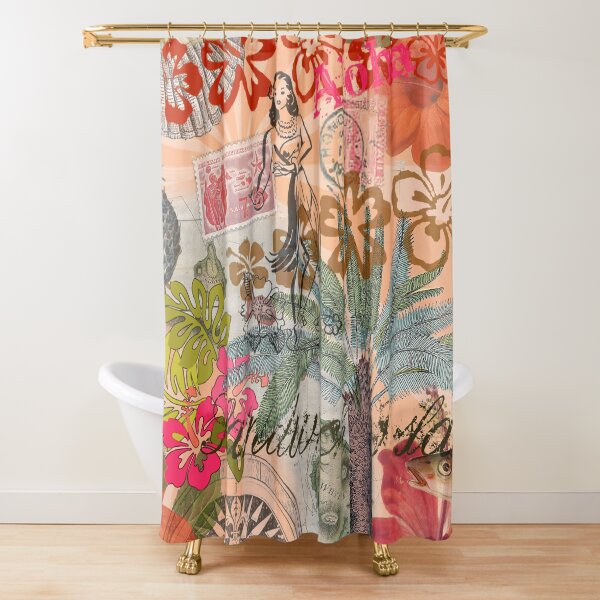 Item preview, Vintage Colorful Hawaii Tropical Flower Hula Collage designed and sold by antiqueart.