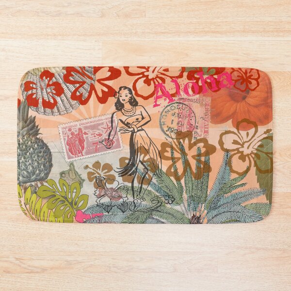 Item preview, Vintage Colorful Hawaii Tropical Flower Hula Collage designed and sold by antiqueart.