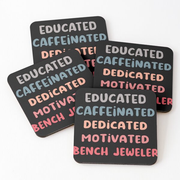 Item preview, Educated caffeinated dedicated motivated bench jeweler funny metalsmith quote humor blue shades jeweler gift designed and sold by MetalicBabe.