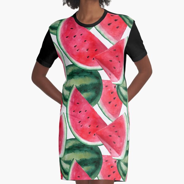 Saftige Wassermelone. Aquarell tropische Frucht T-Shirt Kleid