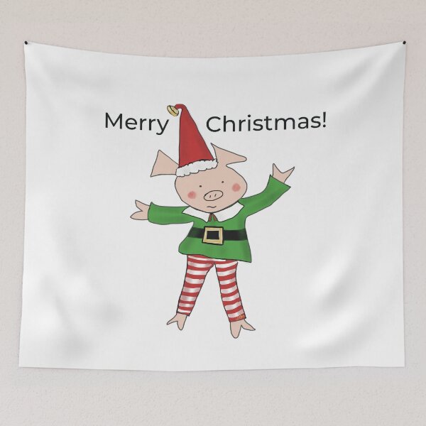 Item preview,  Christmas Elf, Elf costume wearing cute pig. Merry Christmas! designed and sold by PiggingJapan.