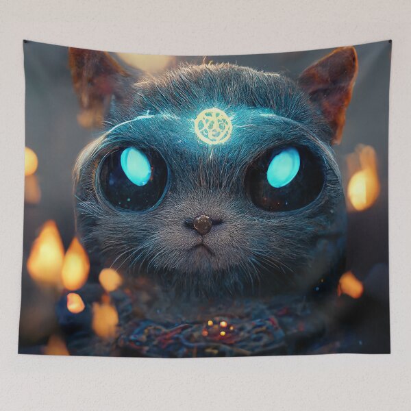 Item preview, Cool Blue Eyes Scottish Fold Cat Looks Like An Alien. Fantasy Art For Cat Lovers designed and sold by Pet Shelter.