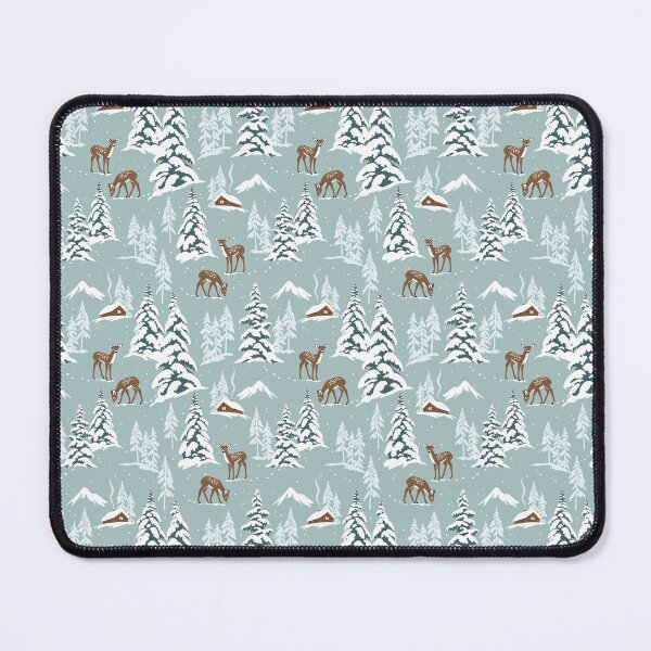 Item preview, Deer, chalets and snowy pines designed and sold by OtterFactory.