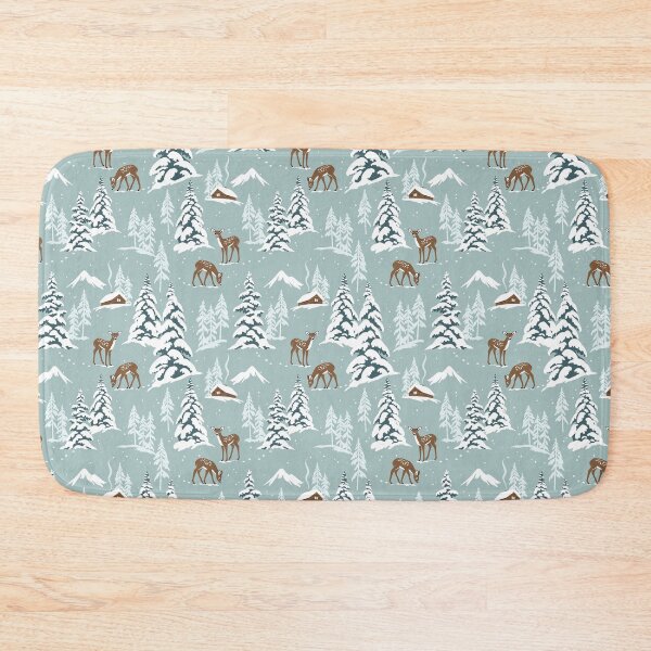 Item preview, Deer, chalets and snowy pines designed and sold by OtterFactory.