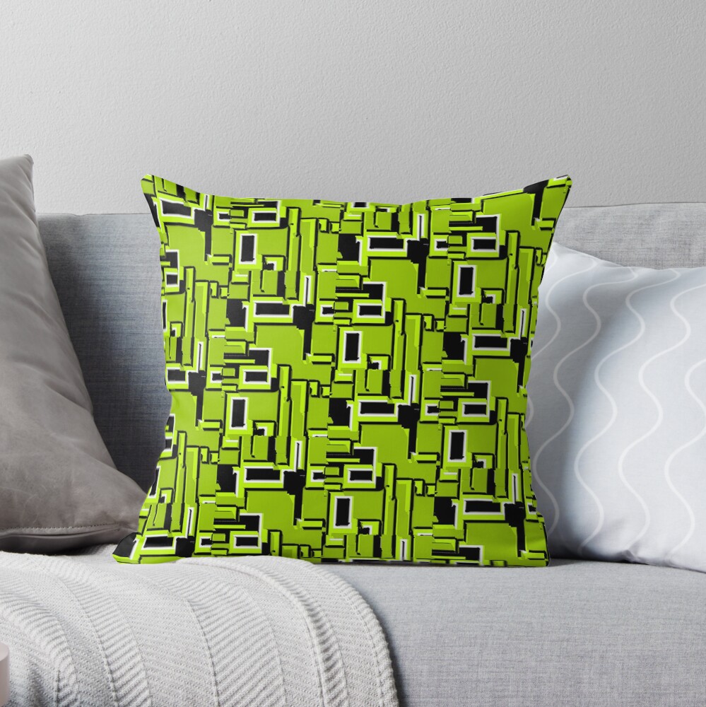 BLACK AND GREEN ATOMIC GREEN DREAM DESIGN 1950S- 1960S VINTAGE DESIGN FOR A REVAMPED DECORATIVE HOME Throw Pillow