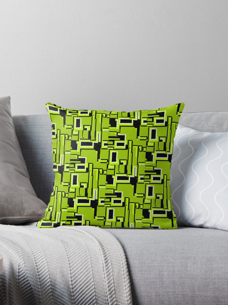 Thumbnail 1 of 4, Pillow, BLACK AND GREEN ATOMIC GREEN DREAM DESIGN 1950S- 1960S VINTAGE DESIGN FOR A REVAMPED DECORATIVE HOME designed and sold by ozcushionstoo.