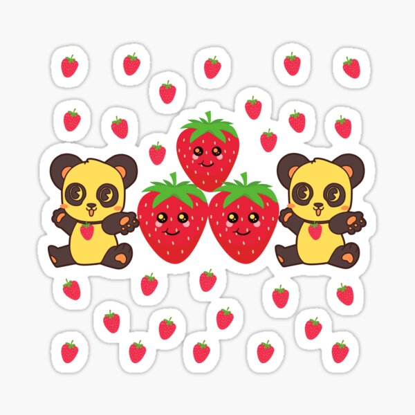 Kuromi Strawberry Double Pandas Classic Art by LD Sticker for