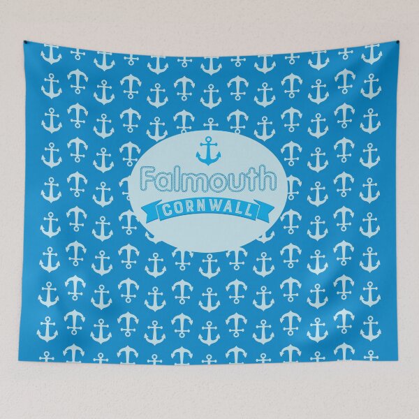 Item preview, Falmouth Cornwall Cornish Blue Nautical Anchor and Rope designed and sold by CandOCreative.
