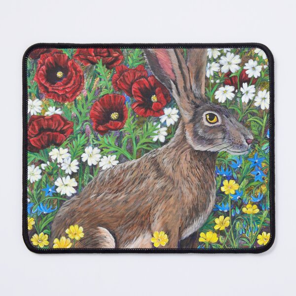 Item preview, Poppy Hare - campion - borage - buttercup - wildflowers designed and sold by Moorcatstudio.