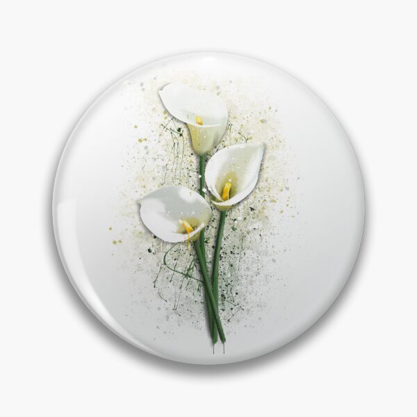 Item preview, White, Yellow, Green Cala Lillies, Flower, Splatter Print designed and sold by Pics-squiggles.