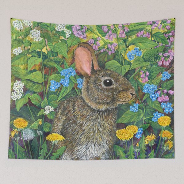 Item preview, Jack By The Hedge Rabbit - comfrey - alkanet - dandelions - wildflowers designed and sold by Moorcatstudio.