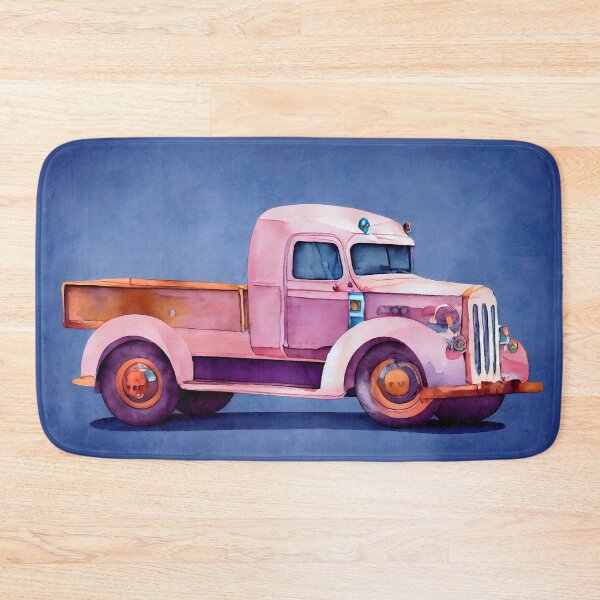 Item preview, A Whimsical Pink Vintage Flatbed Truck with Watercolor Splashes Americana Whimsy and Distressed designed and sold by CGSGraphics.