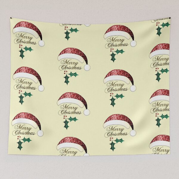 Item preview, Merry Christmas Santa hat red gold green faux sparkles (Photo of Glitter - Not Reflective)  designed and sold by PLdesign.